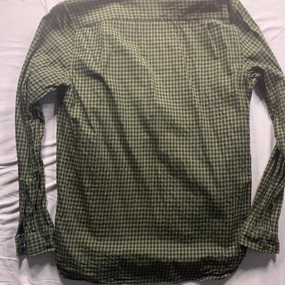 Lacoste Shirt Mens Small Green Gingham Check Regular Fit Cotton Button Up - Picture 6 of 10